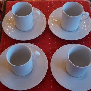 Crate&Barrel White Cups with Saucers